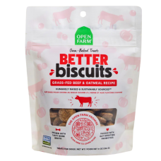 Open Farm Better Biscuit, Grass Feed Beef & Oatmeal Treat in 8-oz bag.