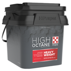 Purina High Octane Heavy Weight Topdress. Black plastic pail. Red label.