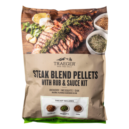 Traeger Steak Blend Pellets with Rub u0026 Sauce Kit